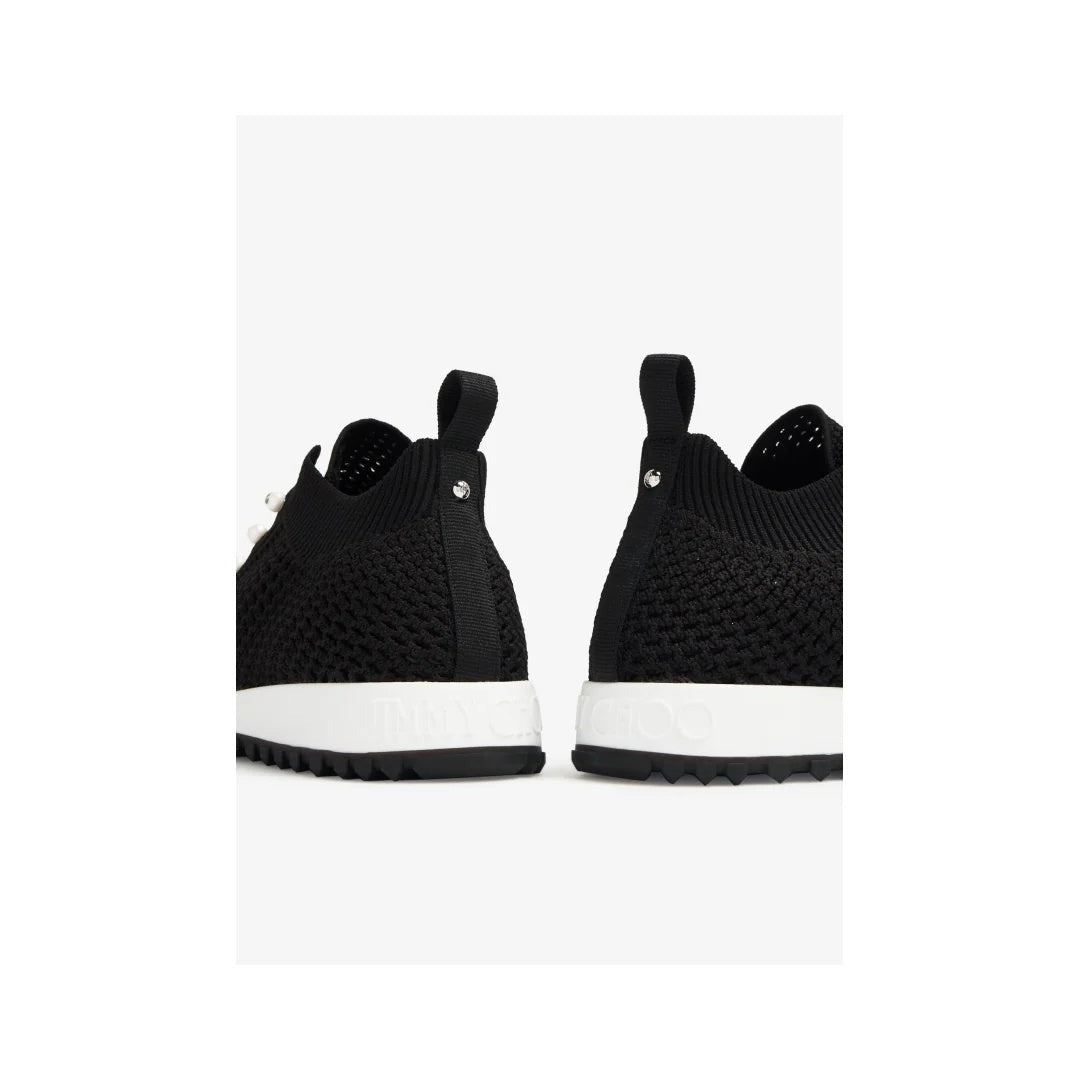 JIMMY CHOO VELES CASHMERE KNIT SNEAKERS BLACK