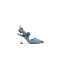 FENDI 85MM COLIBRÌ LEATHER SLINGBACK PUMPS PINK BLUE DENIM