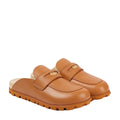 MIU MIU BOS TAURUS CALF LEATHER MULES BROWN & TAN
