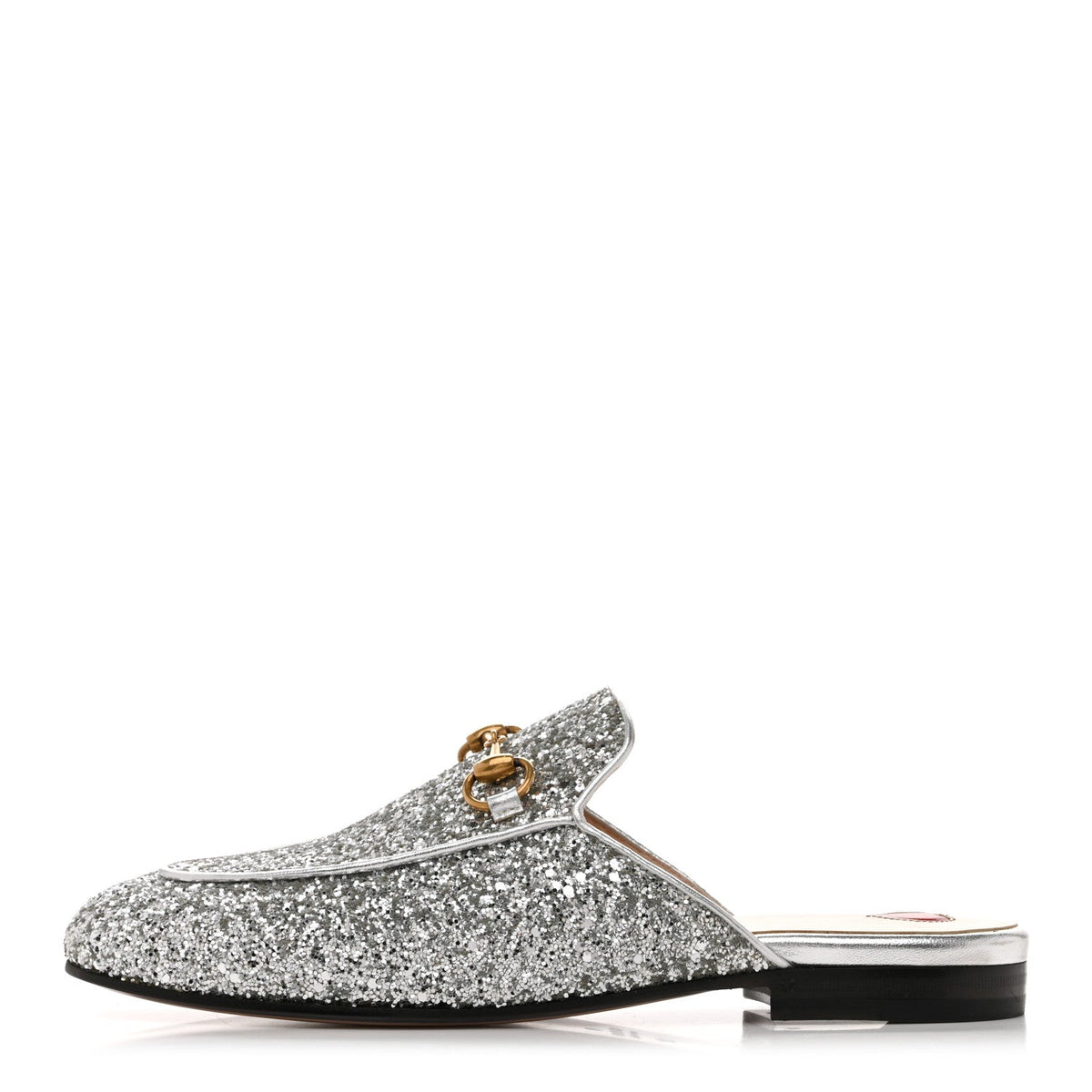 GUCCI GLITTER PRINCETOWN SLIPPERS SILVER