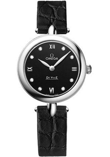 omega-de-ville-prestige-quartz-dewdrop-watch-27-4-mm-steel-case-black-dial-leather-strap-424-13-27-60-51-001