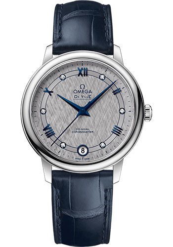 omega-de-ville-prestige-co-axial-watch-32-7-mm-steel-case-grey-dial-blue-leather-strap-424-13-33-20-56-002