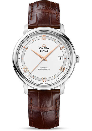 omega-de-ville-prestige-co-axial-watch-39-5-mm-steel-case-silver-dial-brown-leather-strap-424-13-40-20-02-002