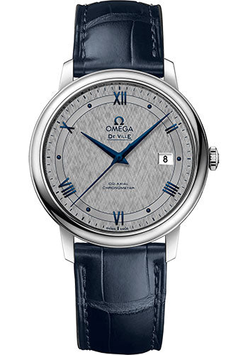 omega-de-ville-prestige-co-axial-watch-39-5-mm-steel-case-grey-dial-blue-leather-strap-424-13-40-20-06-002