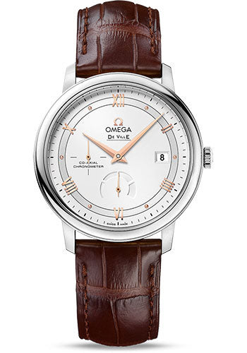 omega-de-ville-prestige-co-axial-power-reserve-watch-39-5-mm-steel-case-silver-dial-brown-leather-strap-424-13-40-21-02-002