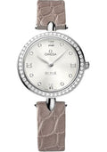 omega-de-ville-prestige-quartz-dewdrop-watch-27-4-mm-steel-case-radiant-diamond-paved-bezel-silvery-sun-dial-leather-strap-424-18-27-60-52-001