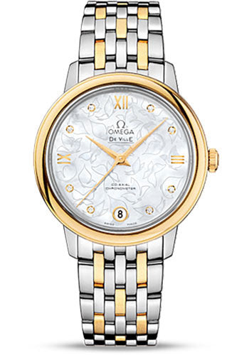 omega-de-ville-prestige-co-axial-watch-32-7-mm-steel-case-yellow-gold-bezel-mother-of-pearl-dial-yellow-gold-steel-bracelet-424-20-33-20-55-002