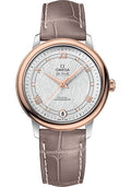 omega-de-ville-prestige-co-axial-watch-32-7-mm-steel-and-red-gold-case-white-silvery-dial-taupe-brown-leather-strap-424-23-33-20-52-002