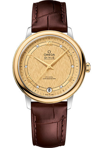 omega-de-ville-prestige-co-axial-watch-32-7-mm-steel-and-yellow-gold-case-champagne-dial-brown-leather-strap-424-23-33-20-58-001