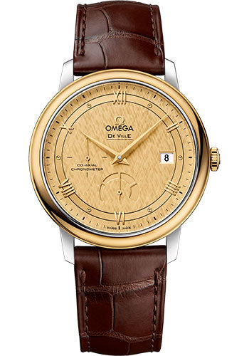 omega-de-ville-prestige-co-axial-power-reserve-watch-39-5-mm-steel-and-yellow-gold-case-champagne-dial-brown-leather-strap-424-23-40-21-08-001