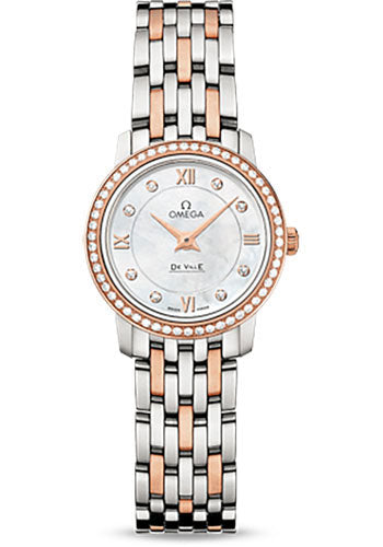 omega-de-ville-prestige-quartz-watch-24-4-mm-steel-and-red-gold-case-diamond-set-red-gold-bezel-mother-of-pearl-diamond-dial-two-tone-steel-and-red-gold-bracelet-424-25-24-60-55-002