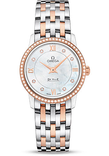 omega-de-ville-prestige-quartz-watch-27-4-mm-steel-and-red-gold-case-diamond-set-red-gold-bezel-mother-of-pearl-diamond-dial-two-tone-steel-and-red-gold-bracelet-424-25-27-60-55-002