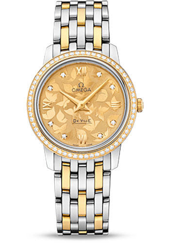 omega-de-ville-prestige-quartz-watch-27-4-mm-steel-case-diamond-set-yellow-gold-bezel-champagne-diamond-dial-yellow-gold-steel-bracelet-424-25-27-60-58-002