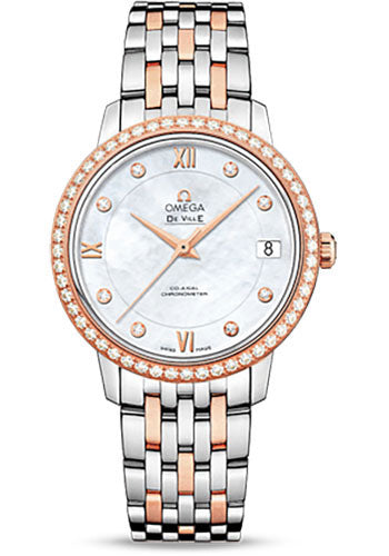 omega-de-ville-prestige-co-axial-watch-32-7-mm-steel-and-red-gold-case-diamond-set-red-gold-bezel-mother-of-pearl-diamond-dial-two-tone-steel-and-red-gold-bracelet-424-25-33-20-55-002