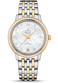 omega-de-ville-prestige-co-axial-watch-32-7-mm-steel-case-diamond-set-yellow-gold-bezel-mother-of-pearl-diamond-dial-yellow-gold-steel-bracelet-424-25-33-20-55-004