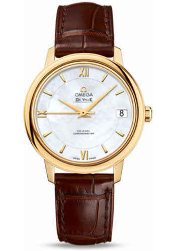 omega-de-ville-prestige-co-axial-watch-32-7-mm-yellow-gold-case-mother-of-pearl-dial-brown-leather-strap-424-53-33-20-05-002