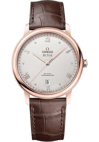 omega-de-ville-prestige-co-axial-25th-anniversary-prestige-39-5-mm-sedna-gold-case-silver-dial-brown-leather-strap-424-53-40-20-99-001