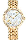 omega-de-ville-prestige-co-axial-dewdrop-watch-32-7-mm-yellow-gold-case-delicate-diamond-set-bezel-ornate-dial-424-55-33-20-55-008