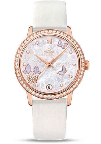 omega-de-ville-prestige-co-axial-watch-36-8-mm-red-gold-case-diamond-bezel-mother-of-pearl-diamond-dial-white-leather-strap-424-57-33-20-55-002