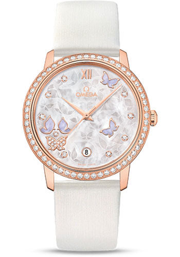omega-de-ville-prestige-co-axial-watch-36-8-mm-red-gold-case-diamond-bezel-mother-of-pearl-diamond-dial-white-leather-strap-424-57-37-20-55-003
