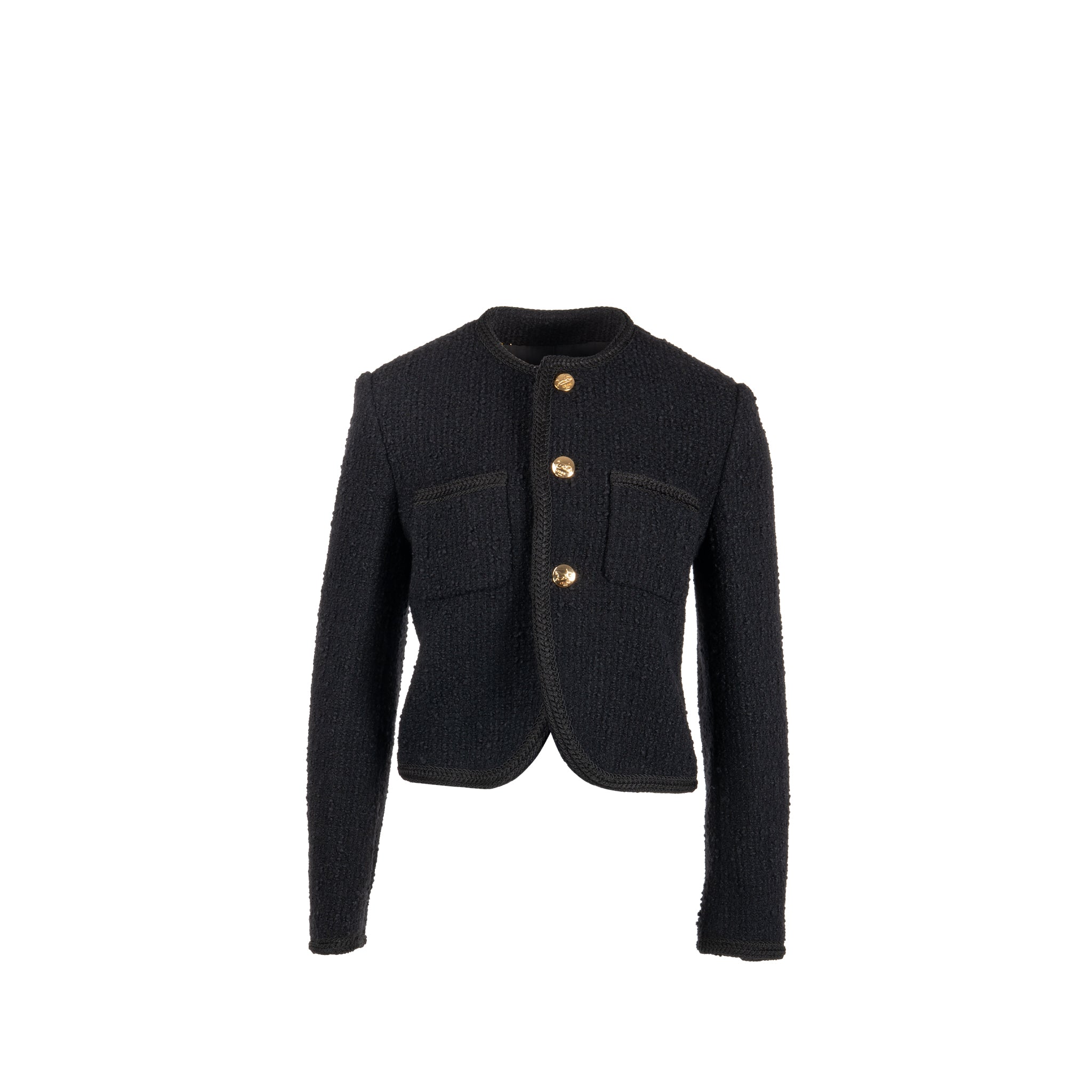 celine-size-40-chasseur-jacket-tweed-black-ghw