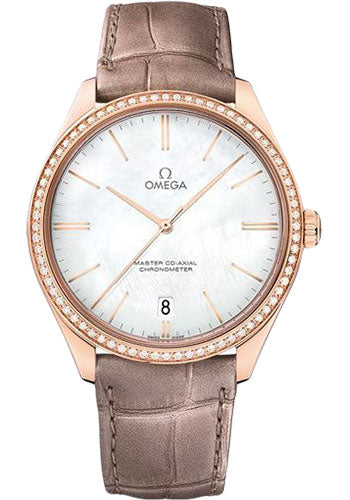 omega-de-ville-tresor-master-co-axial-watch-40-mm-sedna-gold-case-diamond-set-bezel-domed-mother-of-pearl-dial-brown-leather-strap-432-58-40-21-05-003