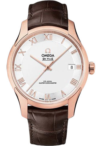 omega-de-ville-hour-vision-co-axial-master-chronometer-watch-41-mm-sedna-gold-case-two-zone-silver-dial-brown-leather-strap-433-53-41-21-02-001