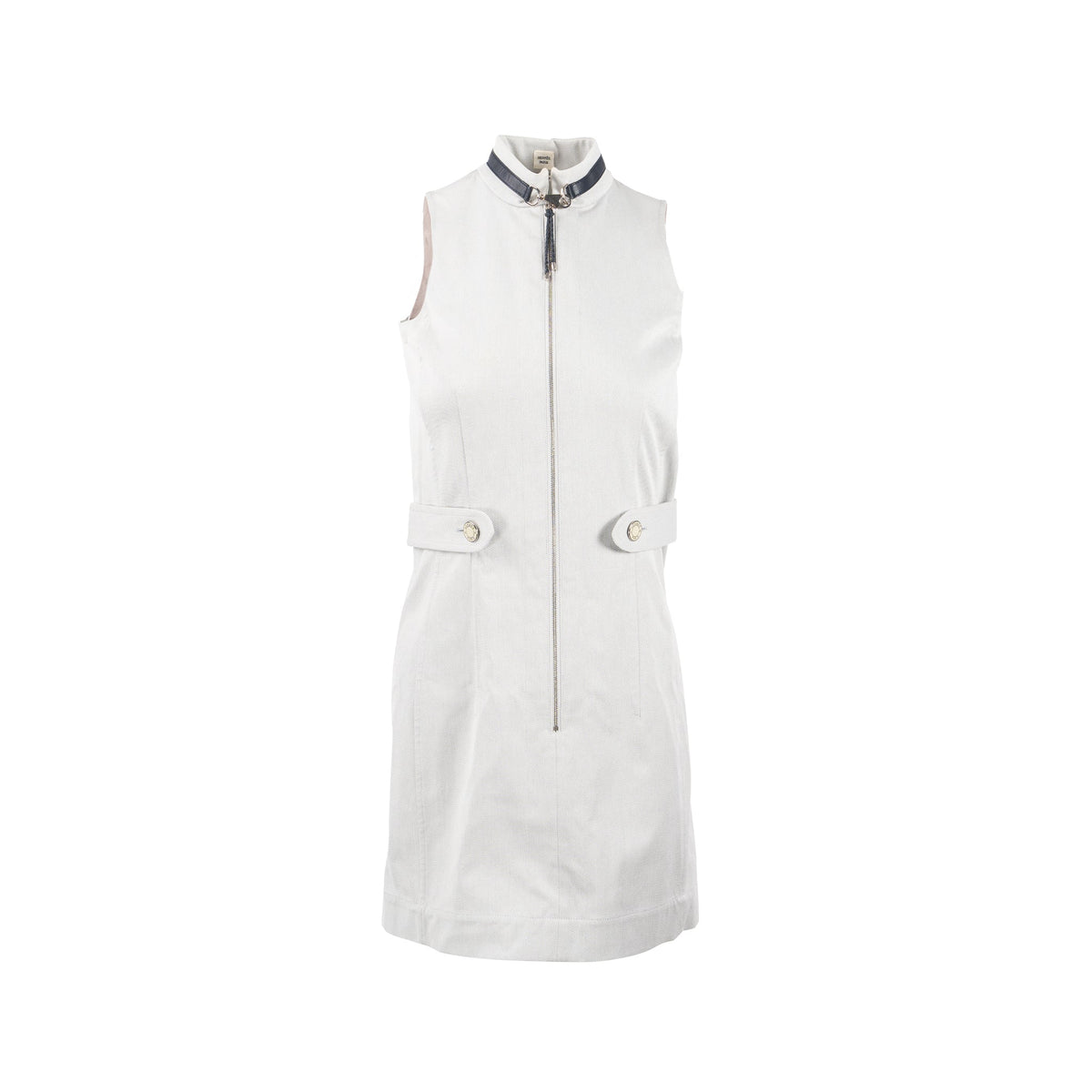 hermes-size-34-sleeveless-zipped-dress-cotton-light-grey