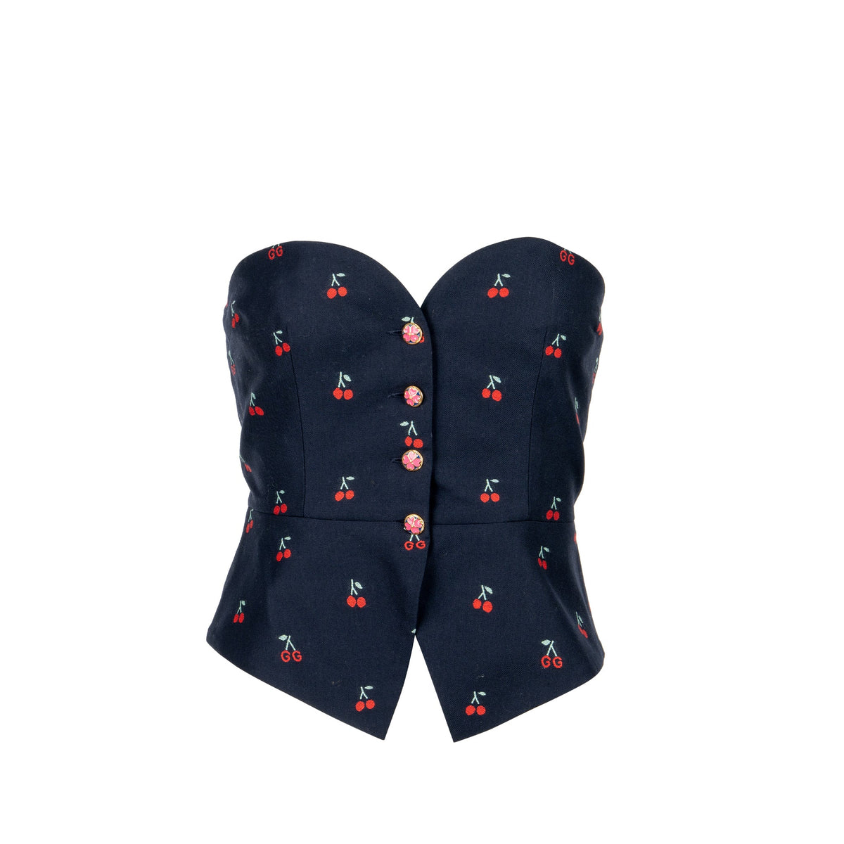gucci-size-40-cherry-print-tube-top-cotton-wool-navy
