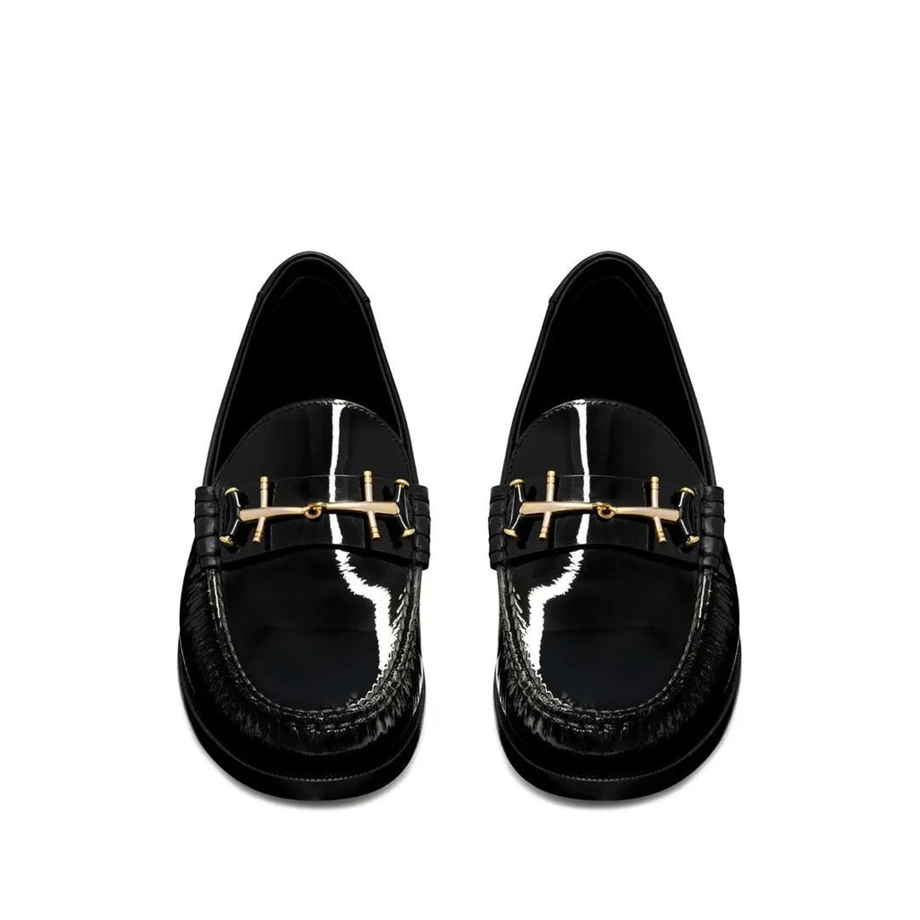 SAINT LAURENT LE LOAFER LOAFERS BLACK PATENT WITH HORSEBIT