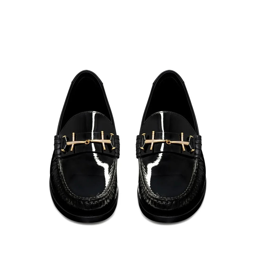 SAINT LAURENT LE LOAFER LOAFERS BLACK PATENT WITH HORSEBIT