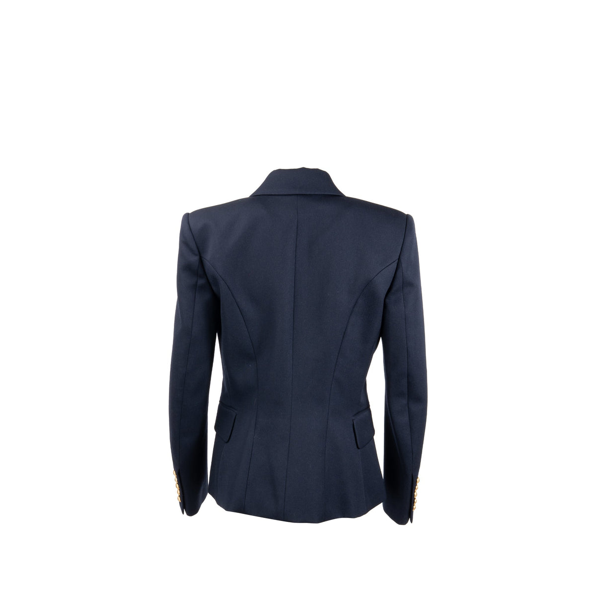 balmain-size-40-classic-jacket-blazer-gold-button-navy-virgin-wool