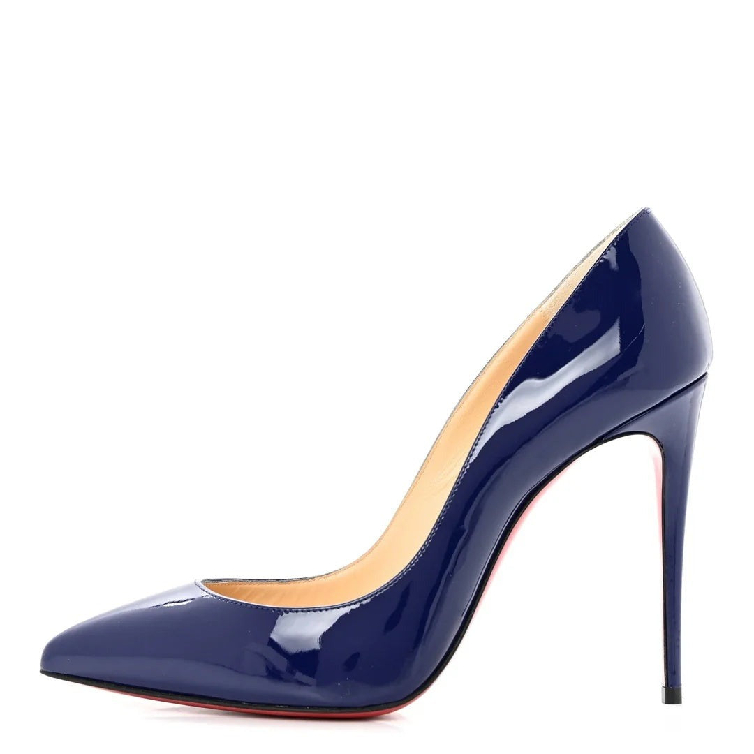 CHRISTIAN LOUBOUTIN PATENT PIGALLE FOLLIES PUMP NAVY