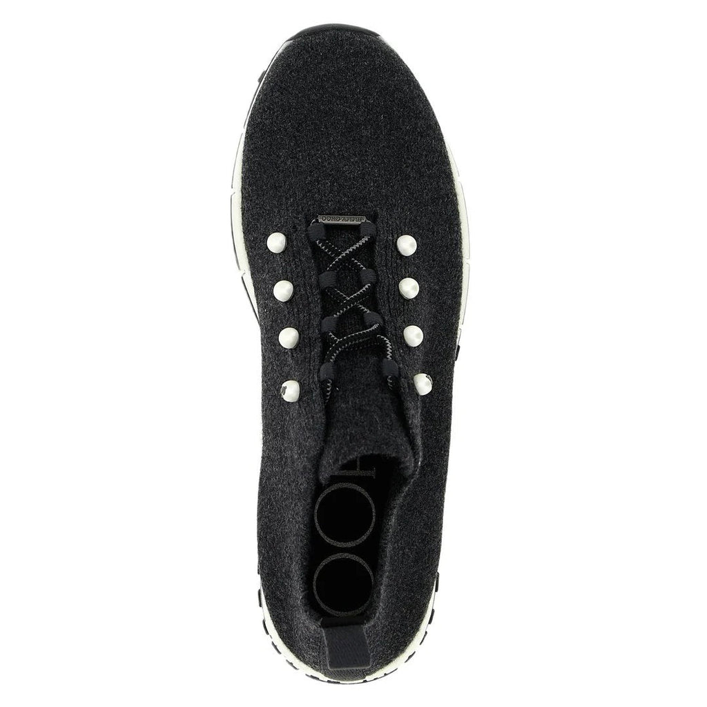 JIMMY CHOO VELES PEARL LACE-UP SNEAKERS BLACK