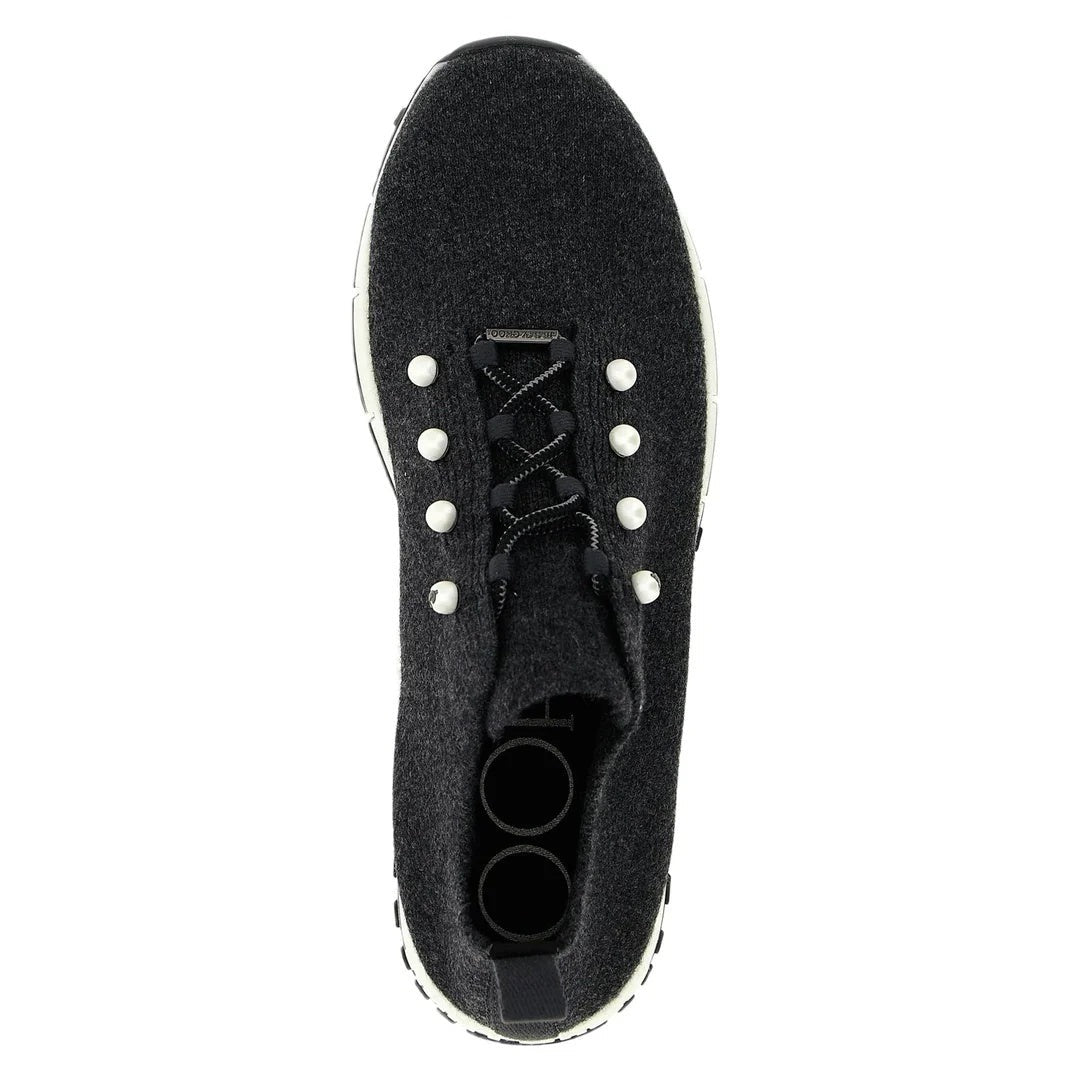JIMMY CHOO VELES PEARL LACE-UP SNEAKERS BLACK