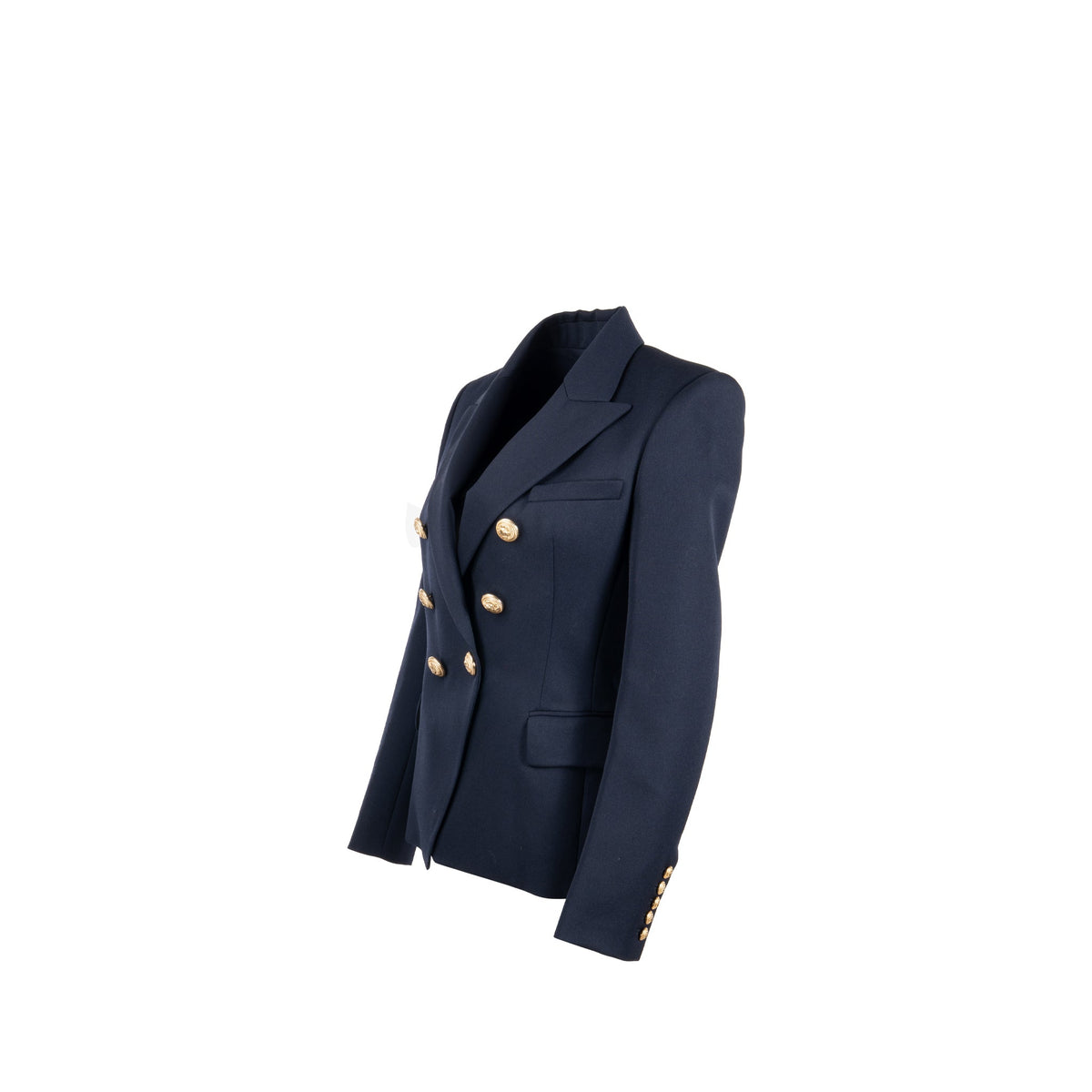 balmain-size-40-classic-jacket-blazer-gold-button-navy-virgin-wool