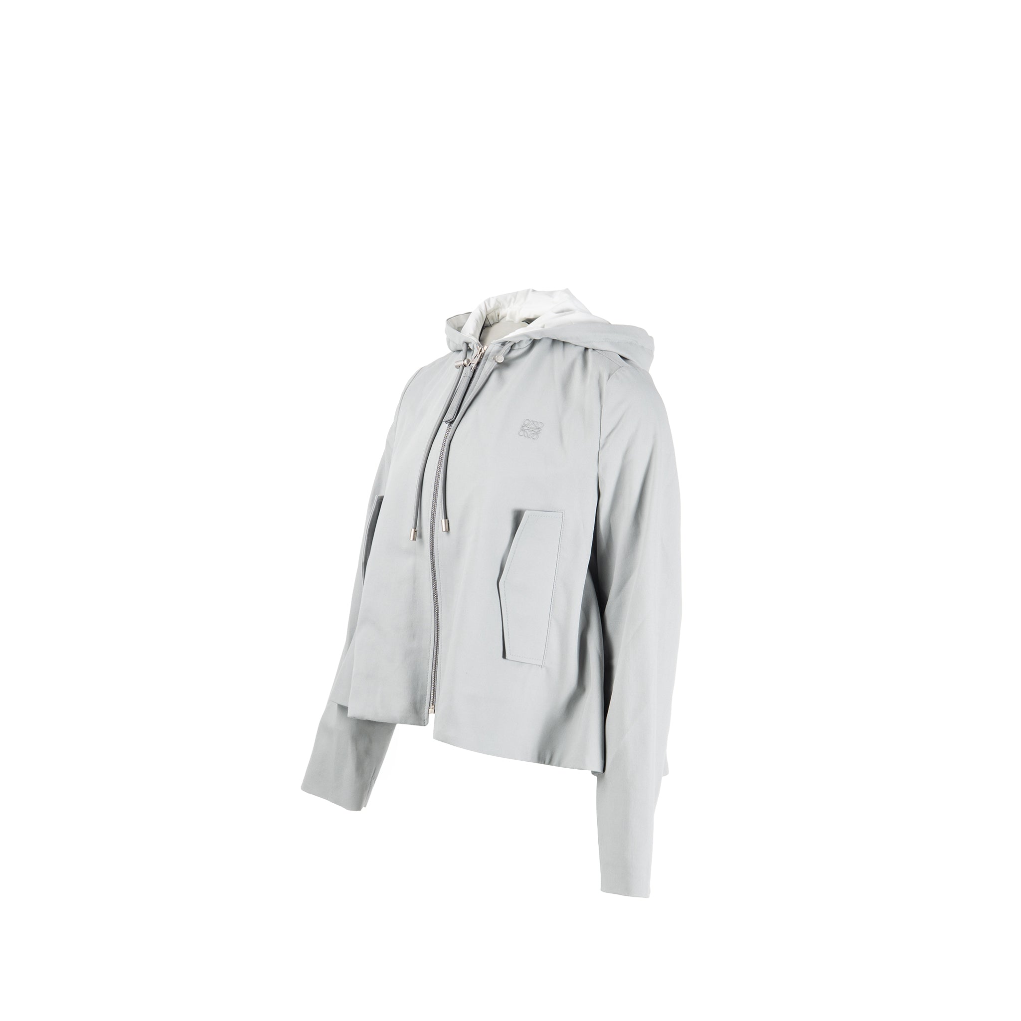 loewe-size-32-cropped-hooded-jacket-cotton-light-grey