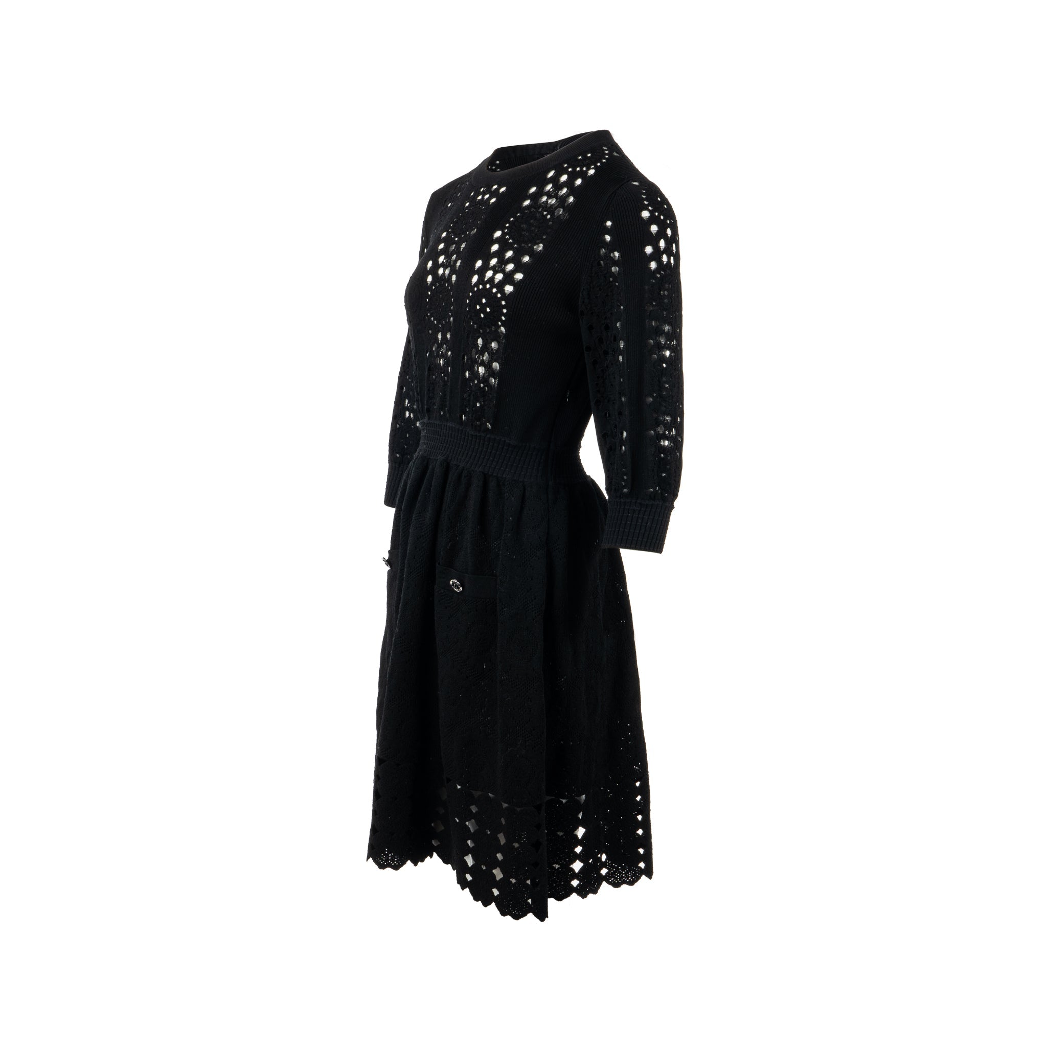 chanel-size-38-20p-crochet-lace-knit-cc-logo-dress-cotton-black