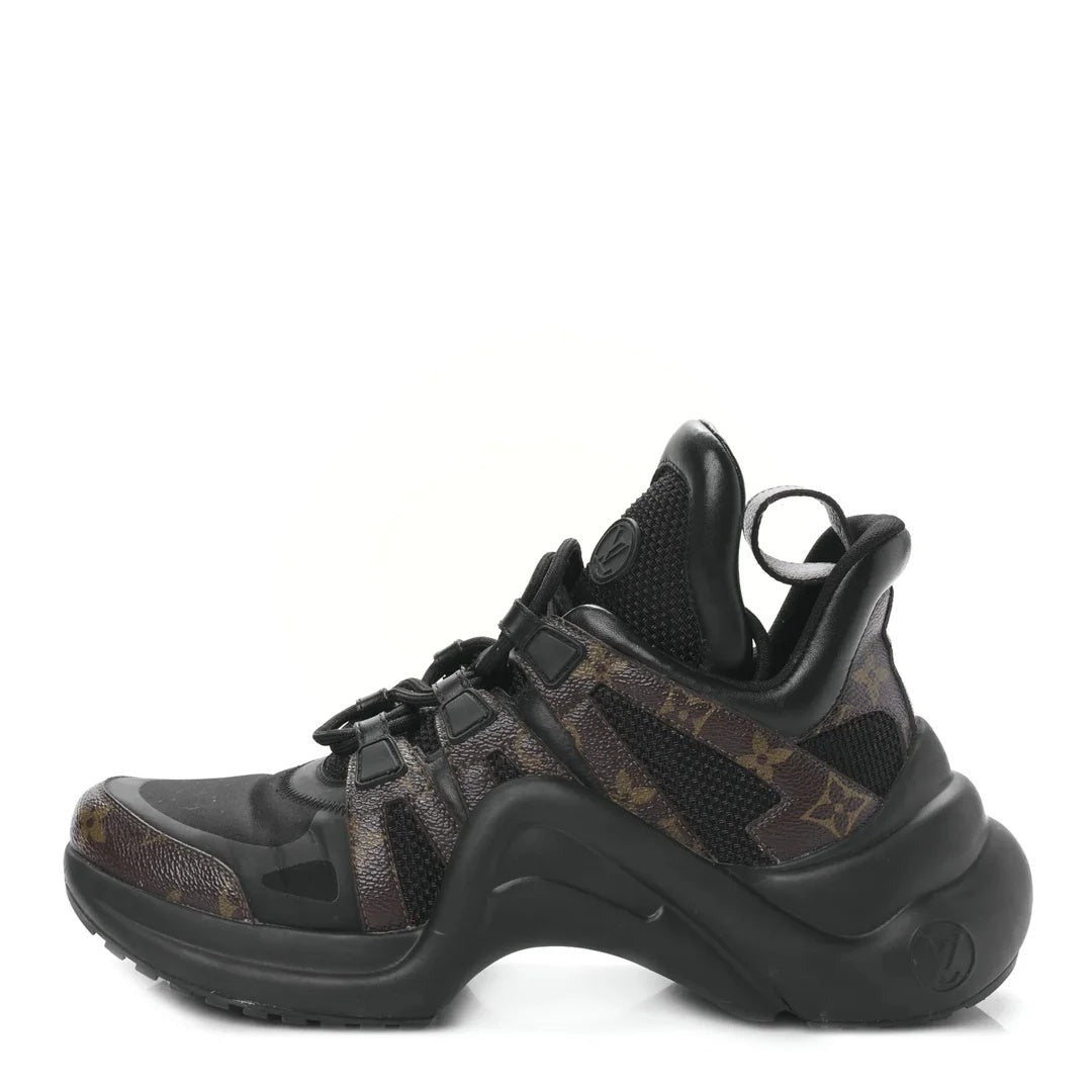 LOUIS VUITTON CALFSKIN MONOGRAM LV ARCHLIGHT SLINGBACK PUMP BLACK BLACK & BROWN MONOGRAM