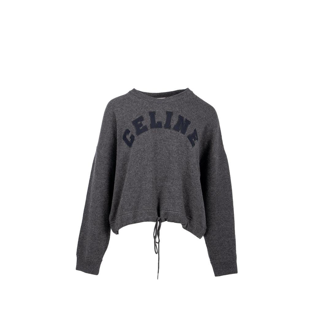 celine-size-l-graphic-print-crew-neck-sweater-wool-cashmere-dark-grey