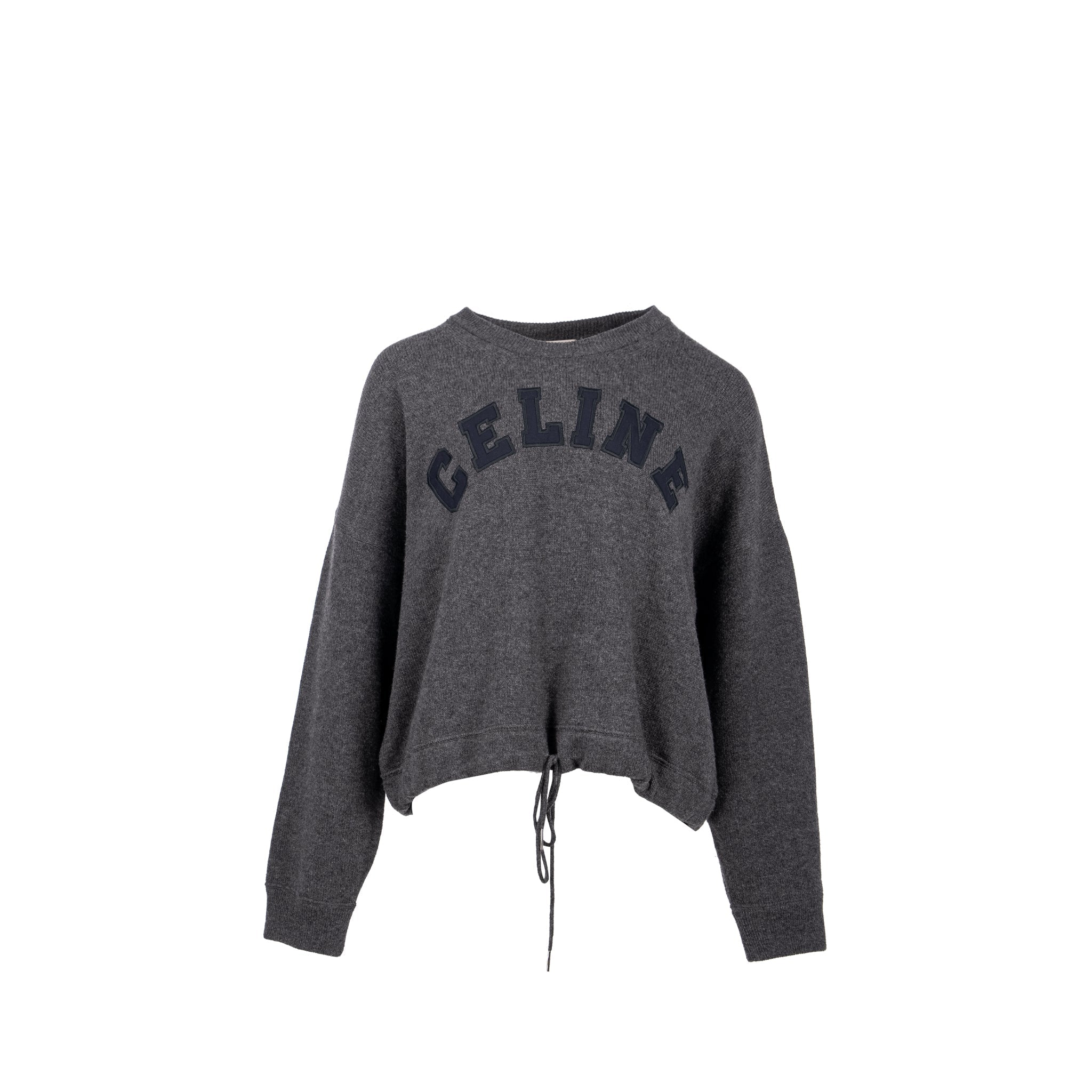 celine-size-l-graphic-print-crew-neck-sweater-wool-cashmere-dark-grey