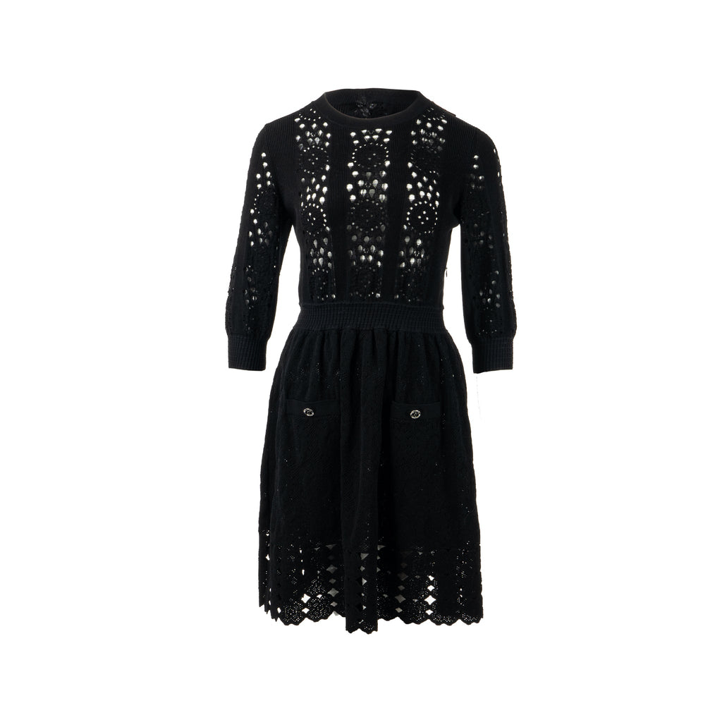 chanel-size-38-20p-crochet-lace-knit-cc-logo-dress-cotton-black