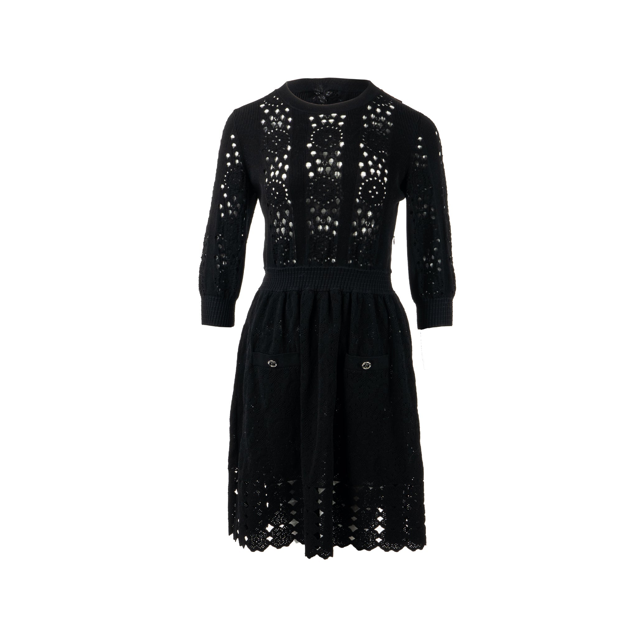 chanel-size-38-20p-crochet-lace-knit-cc-logo-dress-cotton-black