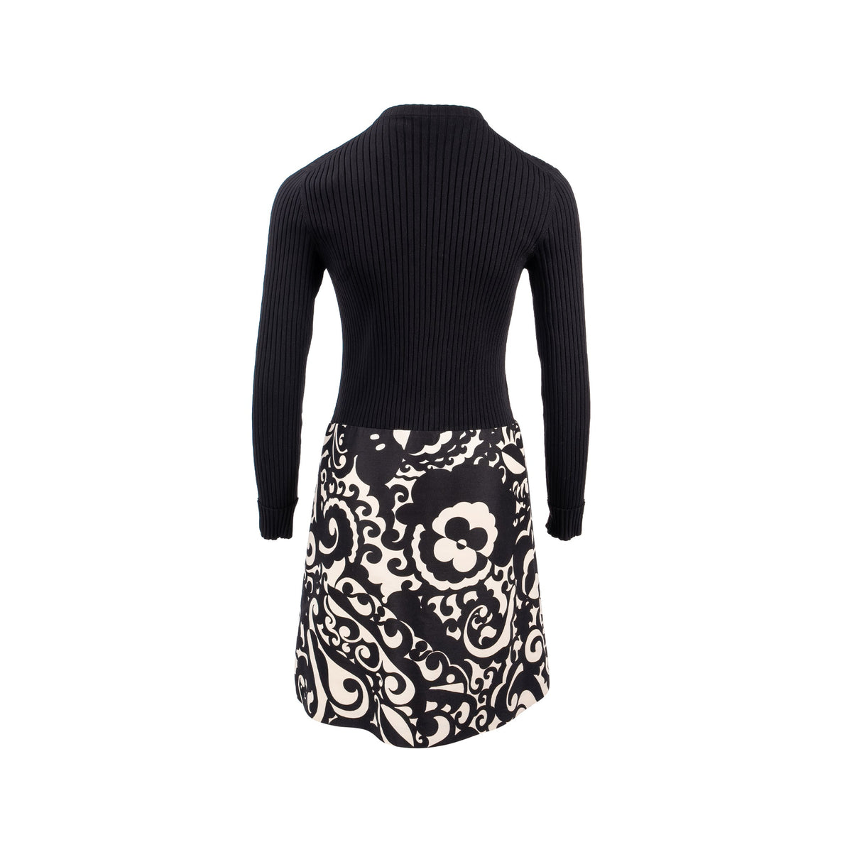 louis-vuitton-size-m-rib-knit-dress-polyamide-wool-black-white