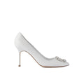 MANOLO BLAHNIK CAMPARISLI NAPPA LEATHER SLINGBACK PUMPS WHITE