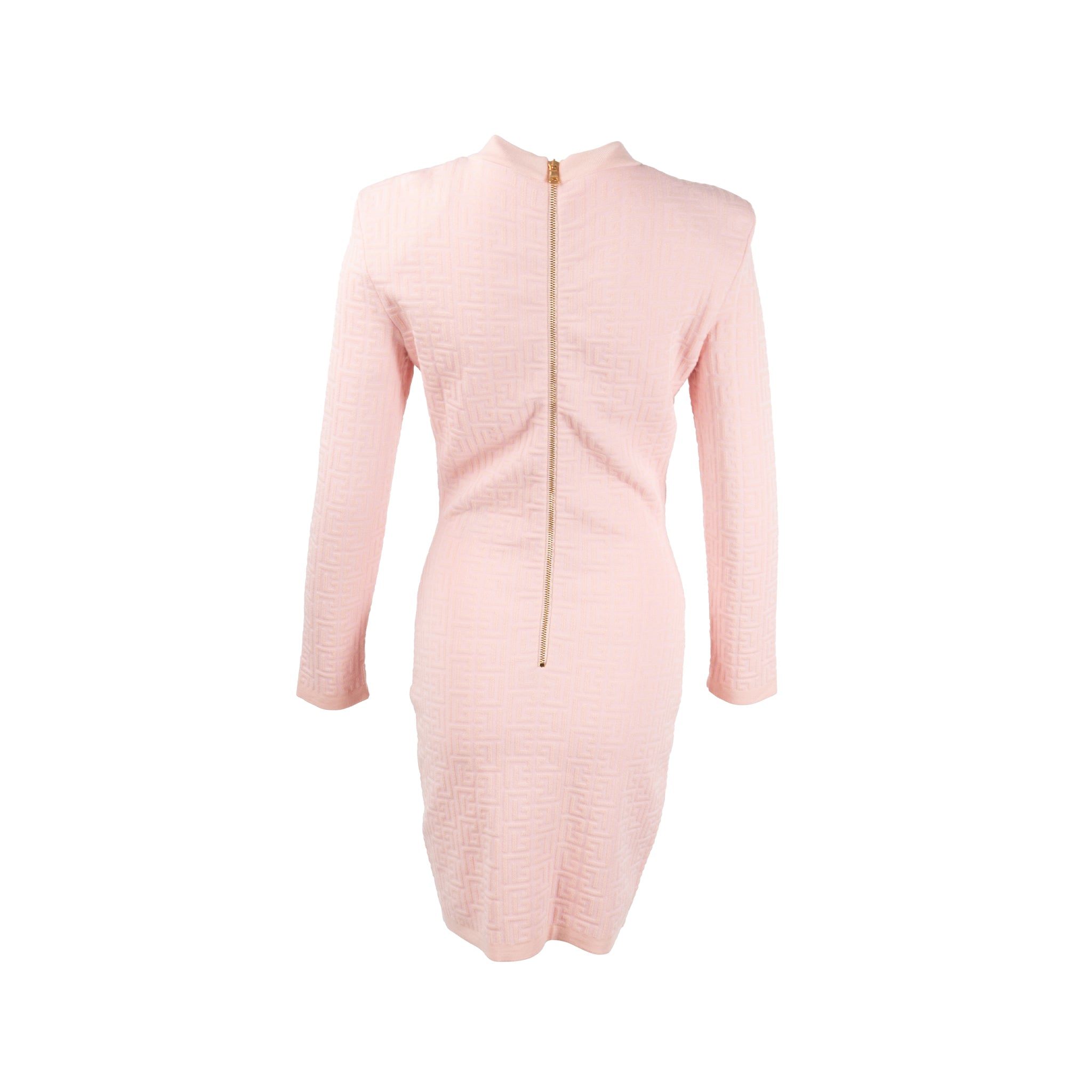 balmain-size-36-monogram-jacquard-minidress-wool-polyamide-pink