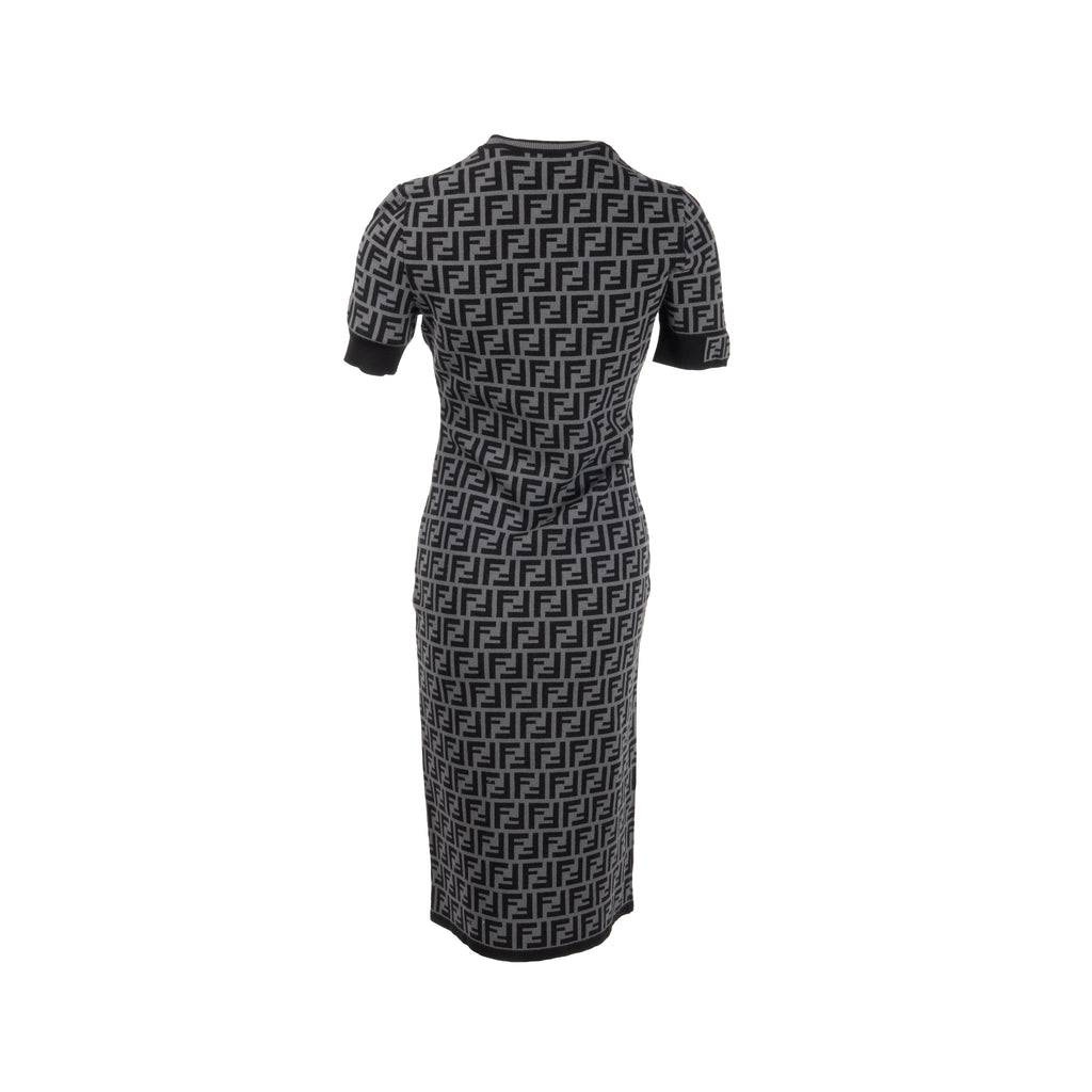 fendi-size-38-ff-knit-midi-dress-viscose-polyester-grey-black