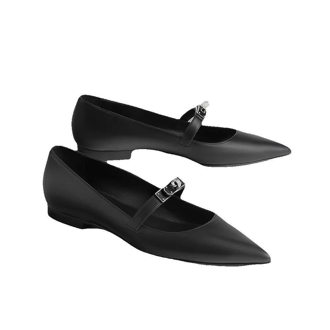 HERMÈS LIGHT BALLET FLAT BLACK POINTED-TOE