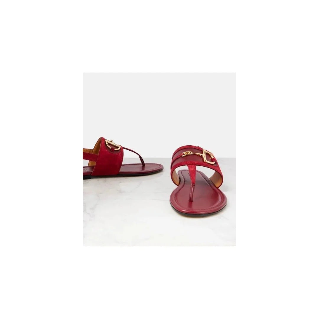 GUCCI RUBBER HORSEBIT THONG SANDALS VINTAGE RED