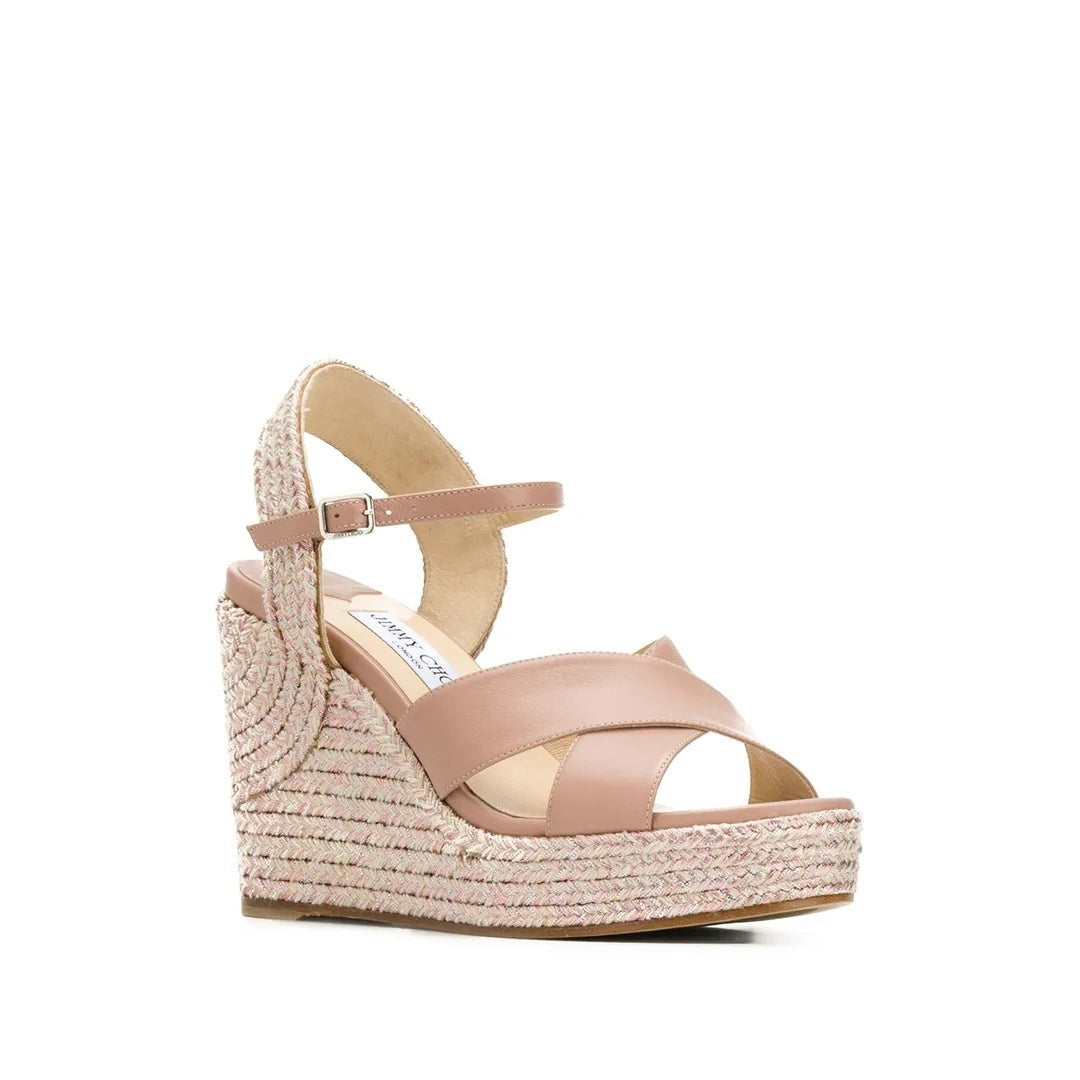 JIMMY CHOO JORI WEDGE SANDALS PINK & NUDE